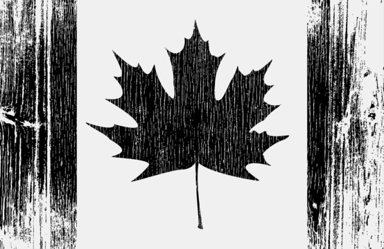 Canadian Flag On A Wood