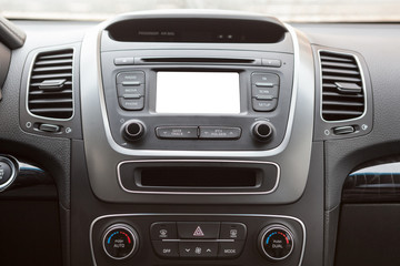 Central part of dashboard with cutout blank screen 