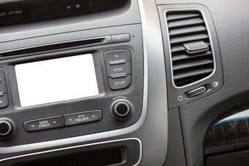 Obraz na płótnie Canvas Car radio with cutout white blank screen