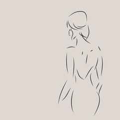 Fashion Design Sketch of a Woman with a Dress
