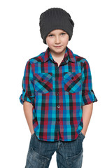 Fototapeta premium Fashion young boy in the hat