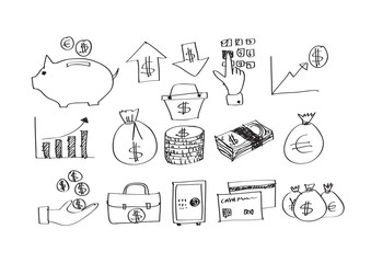 Finance and money icon set.Illustration