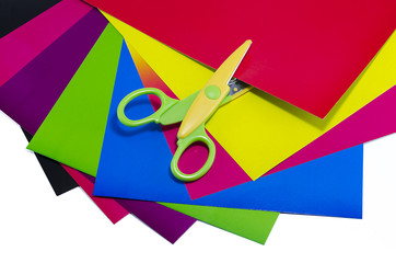 color cardboard and scissors