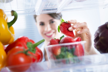 Healthy food in the refrigerator