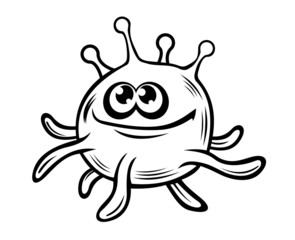 Funny smiling little monster with tentacles