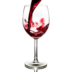pouring red wine isolated