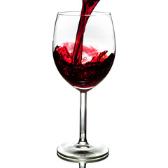 pouring red wine isolated
