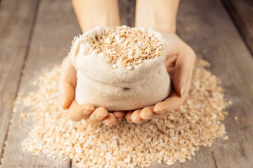 Oatmeal in the hands