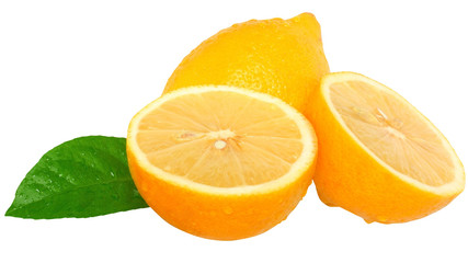 Lemon slice with leaf