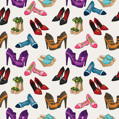 Seamless woman's fashion shoes pattern