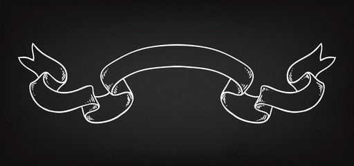 Hand drawn ribbon on the blackboard