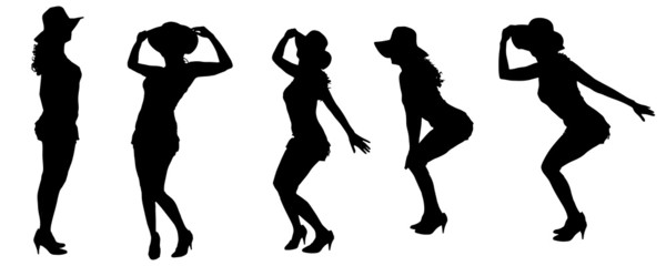 Vector silhouettes of sexy women.