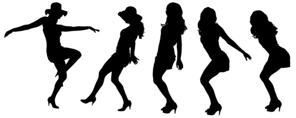 Vector silhouettes of sexy women.