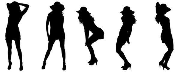 Vector silhouettes of sexy women.