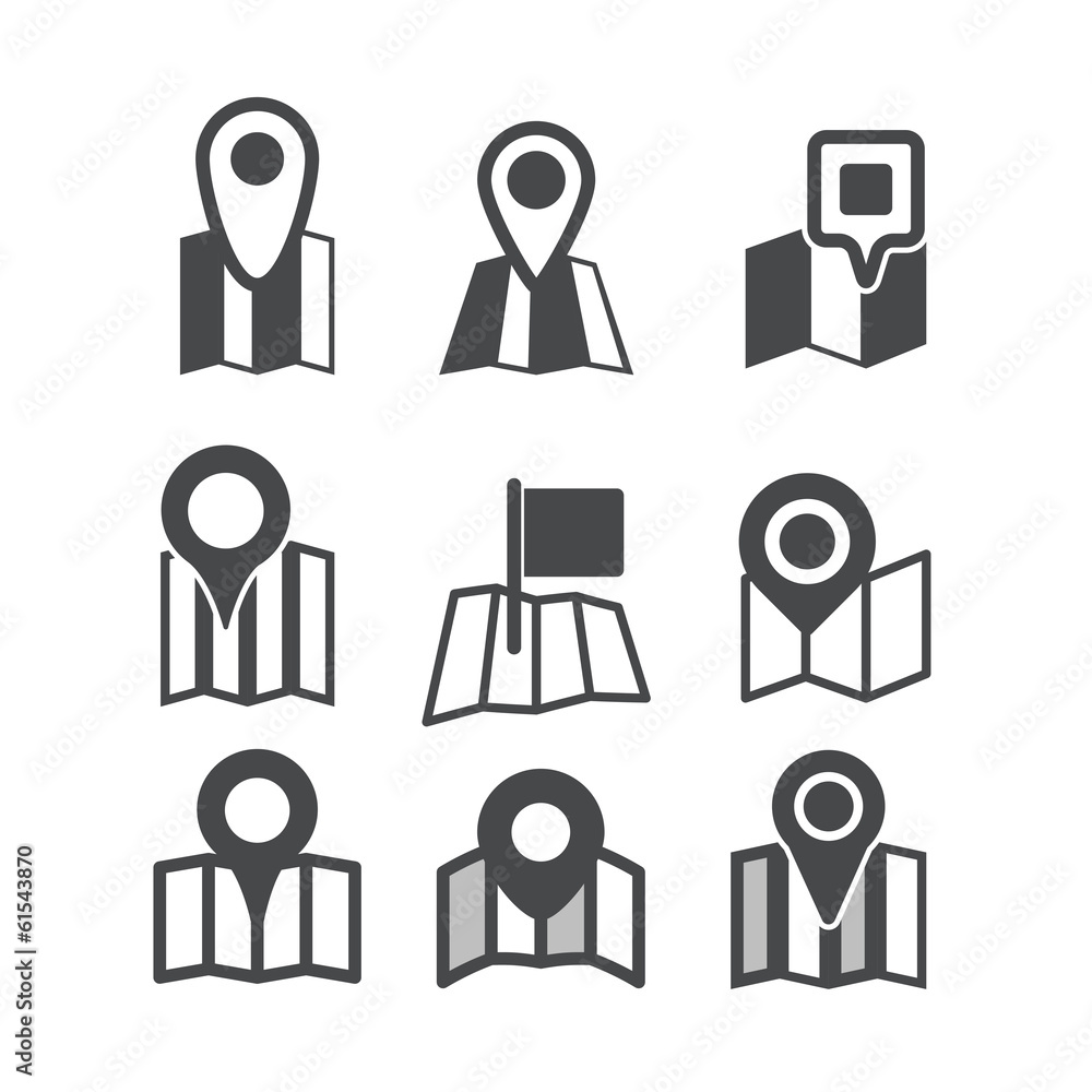 Poster Different map web icons collection