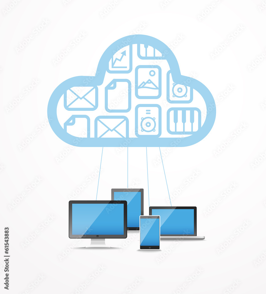 Aufkleber modern cloud technology computer network