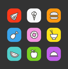 Simple style different food icons collection