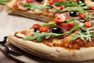 Pizza peperoni on plate