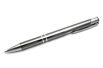 Gray ballpoint pen isolated on white 