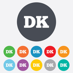 Denmark language sign icon. DK translation.