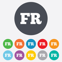 French language sign icon. FR translation.