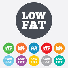 Low fat sign icon. Salt, sugar food symbol.