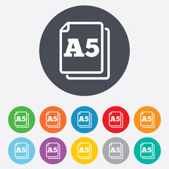 Paper size A5 standard icon. Document symbol.