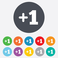 Plus one sign. Add one symbol.