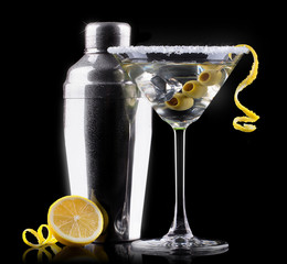 Cocktail martini on a black