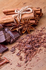 Chopped chocolate with cocoa 