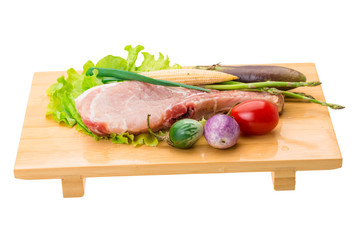 Raw t-bone steak