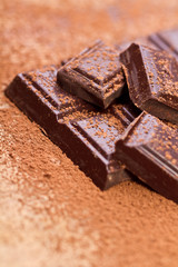 Chopped chocolate with cocoa