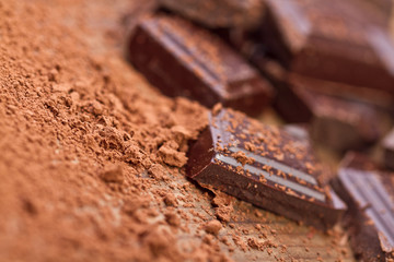 Chopped chocolate with cocoa