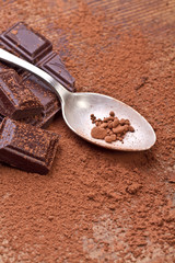 Chopped chocolate with cocoa