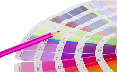 Color samples and pink pensil