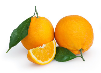 Oranges isolated on white background with clipping path