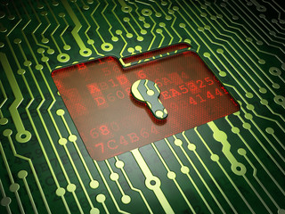 Business concept: Folder With Keyhole on circuit board