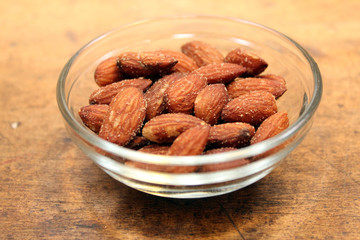 Almonds in dish