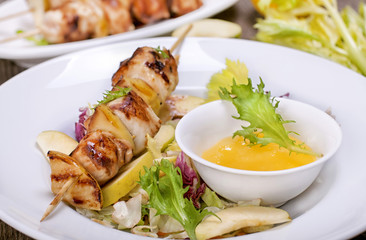 Skewers of chicken fillet
