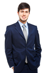 Smiling businessman isolated on white