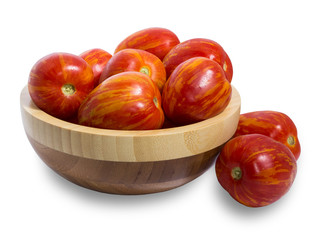 Tomatoes in a bamboo vase