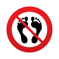 Human footprint sign icon. No Barefoot symbol.