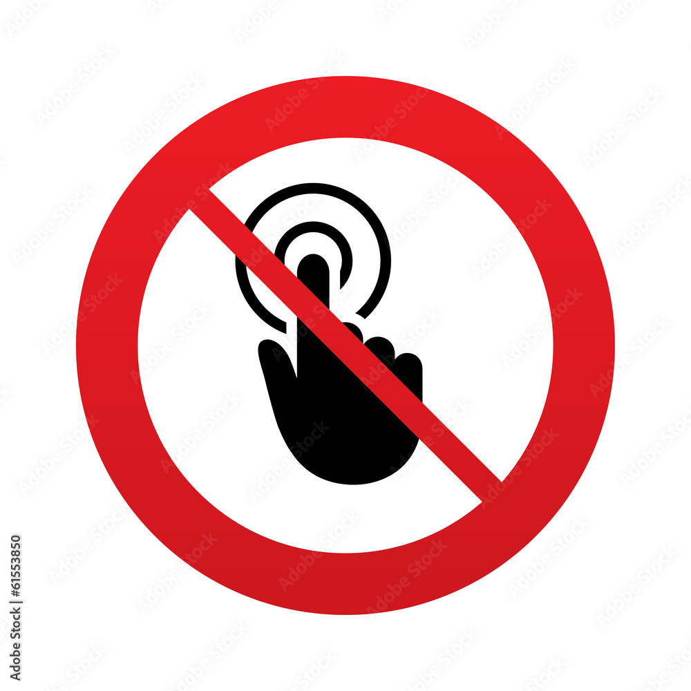 Poster no hand cursor sign icon. hand pointer symbol.