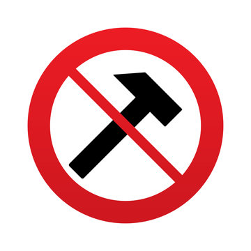 No Hammer sign icon. Repair service symbol.