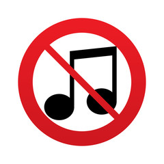 No Music note sign icon. Musical symbol.