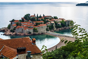 Fototapeta premium Summer resort landscape, Island of Saint Stephen, Budva, Adriati