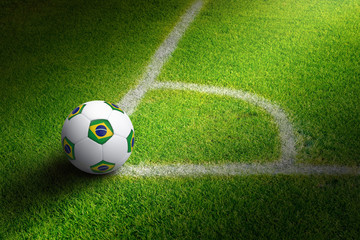 Soccer ball in field corner