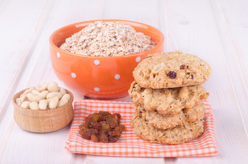 Sweet homemade cookie with oat flakes
