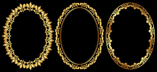 set of gold oval frames