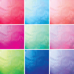 set of colorful mosaic background of triangles